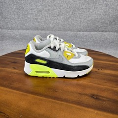 Nike Air Max 90 LTR Kids 13C White Volt Particle Grey Black CD6867-101 Sneaker