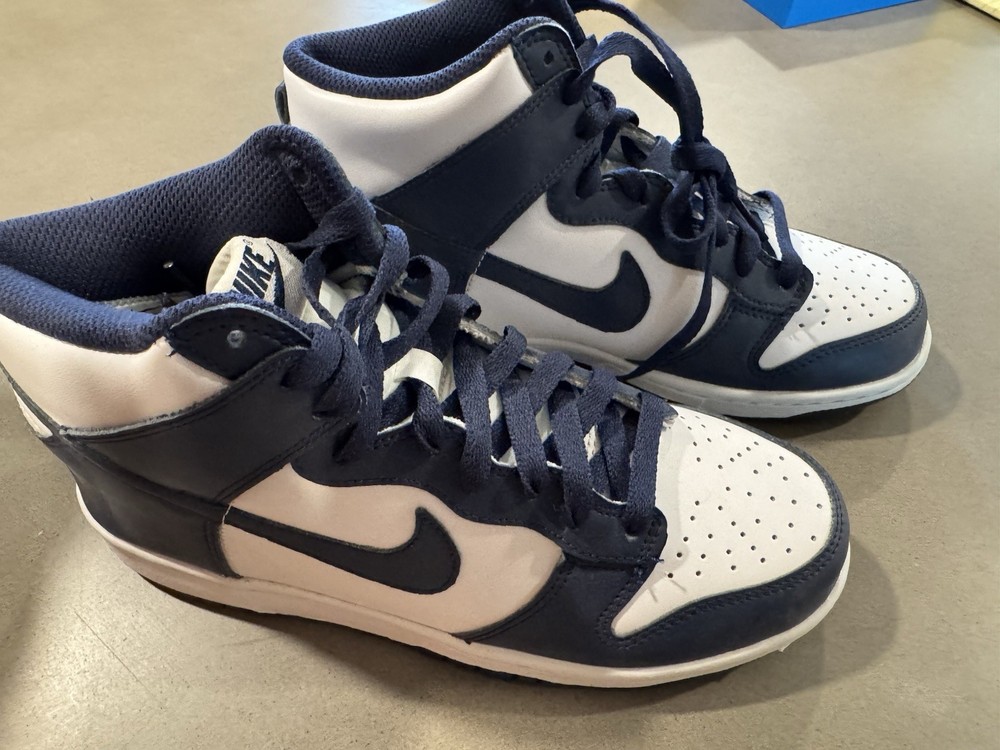 Nike Dunk High (GS) White/Midnight Navy Sneaker Youth 6Y DB2179-104