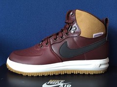 NIKE LUNAR FORCE 1 SNEAKERBOOT GS Maroon GUM BROWN BLACK Air 706803-200 7Y Kids