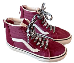 VANS High Top Shoes Maroon Suede/ Canvas Lace Up & Zip Back Kids Size 12.5