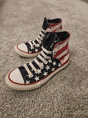 Converse All Stars American Flag USA Junior’s Size 2 High Top Shoes Sneakers