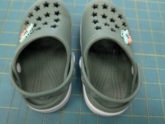 Khaki Slip-On Clogs Solid Round Toe Strap Accent Size 7 Unisex Dinosaur Charm