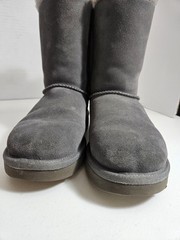 UGG Gray Suede Fur Lined Bow Ribbon Boots Unisex Kids US 5 EU 36 1110706