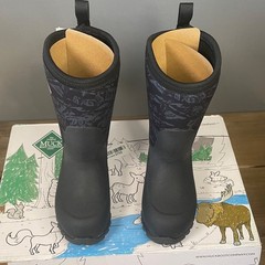 Muck Boot Rugged II Insulated Waterproof Winter Rain Boots Kids Size 8 Black