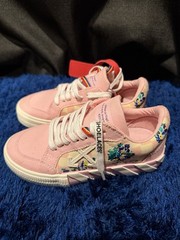 Off-White c/o Virgil Abloh Kids Low-Top Canvas Sneakers Pink/White Red Zip 13.5