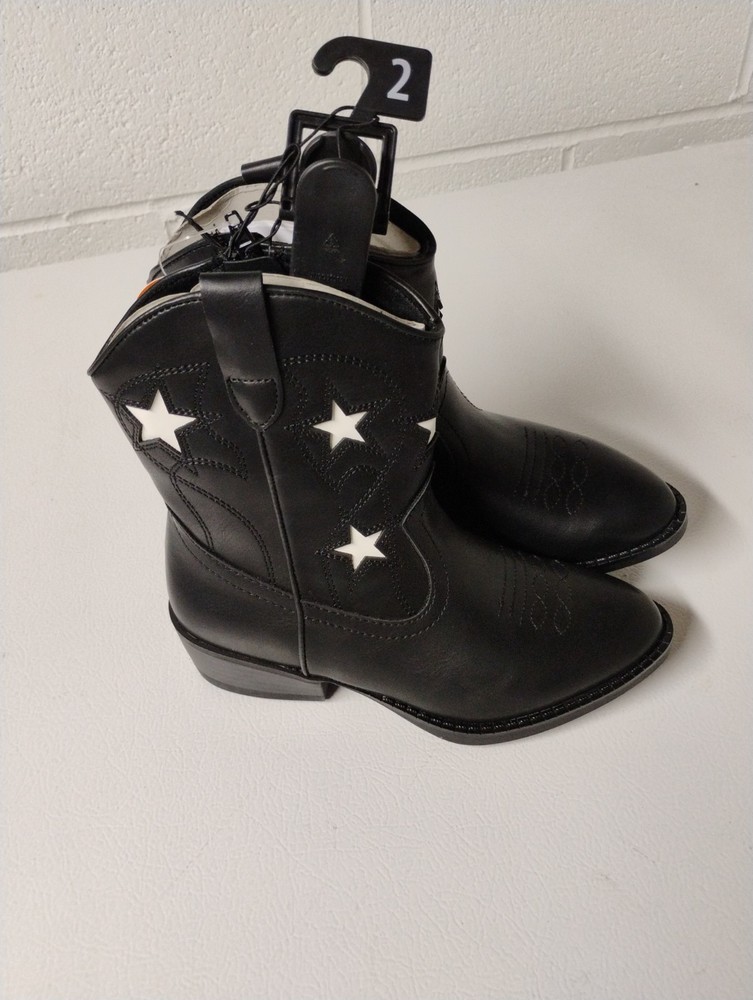 Western Star Unisex Kids Boots Black Synthetic Mid-Calf Size 2
