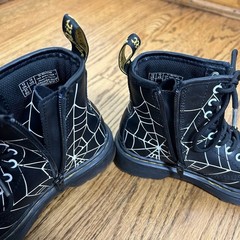 Dr. Martens 1460 Skull Web Leather Lace Up Zipper Side Boots Youth Size US 13
