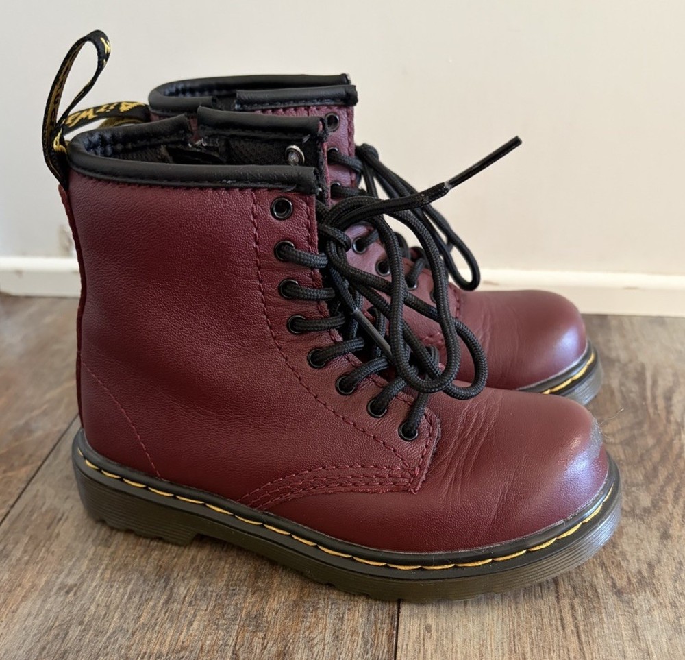 Dr. Martens Ankle Boot Youth Size 9 Maroon With Side Zipper