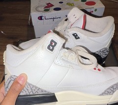 Jordan Air Jordan 3 Retro GS White Red Black Elephant Print Leather 5Y