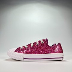 Converse Chuck Taylor All Star Lo Glitter Fuchsia Low Top Sneakers Youth Size 1