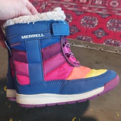 Merrell Alpine Puffer Jr Waterproof Snow Boots Blue Multi Kids Size 8M ML163143