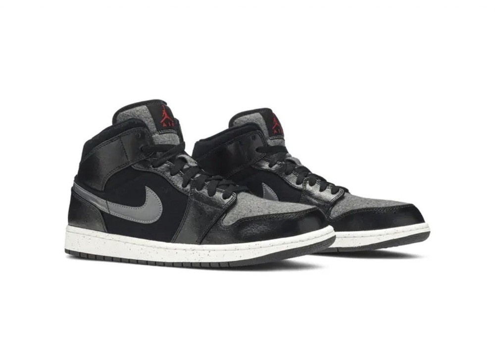 Jordan Air Jordan 1 Mid Black Gray White Unisex Kids US 6.5Y 6Y 852542-002