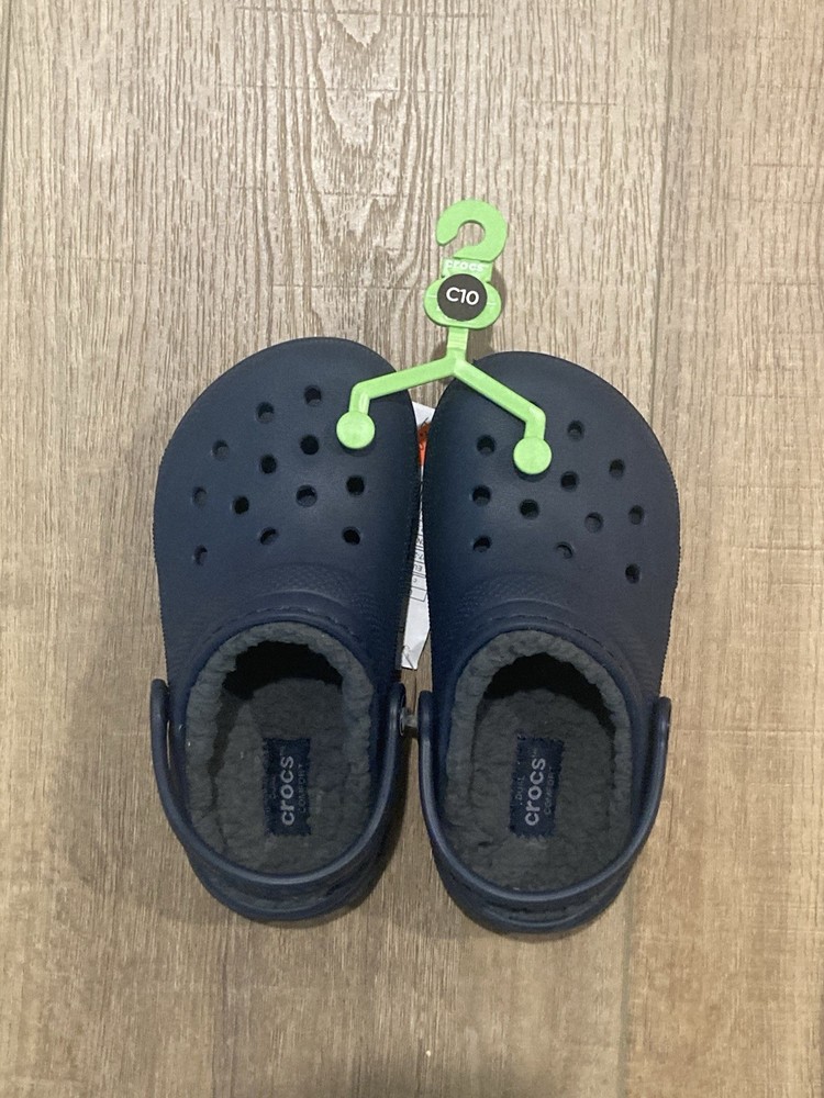 Croc Classic Lined Clog Size C10 Black New With Tags 207009 459