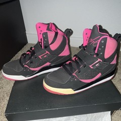 Jordan Flight 45 High Top Pink Black Sneakers US Kids Size 6 Breathable