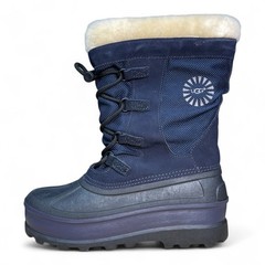 Kids Ugg Bobbey Leather Water-resistant Wool Lined Winter Boots , Blue
