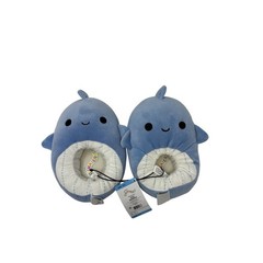 Squishmallows Gordon the Shark Blue Plush Slippers Kids Size 13/1 New With Tags