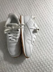 REEBOK Classic Leather Shoes Grade School Boys V69622 WHITE/GUM Size 13