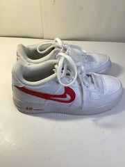 Nike Air Force 1 Low cut. Size 6.5 Youth Cut Out Swoosh, Red & White