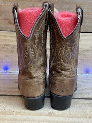 Old West 1129 Western Boot Tan Brown Canyon Kids Size 1.5 Leather W/Loops