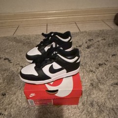 Nike Dunk Low (PS) Kids Sneaker Black/White 13C Leather Low Top CW1588-100
