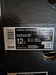 Jordan 1 Retro High Royal Black Reimagined Pre School Size 12C Youth Little Kids