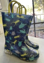 Western Chief Youth Bug Splatter Light Up Rain Boot Super Cute Fun Outdoor Sz 11