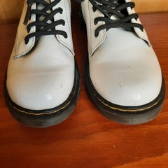 Dr. Martens Boots Youth Size 3 White Leather Lace Up Side Zip