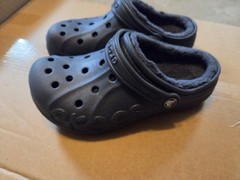 Crocs Navy Lined Clog J2 Dual Comfort Faux Fur Unisex Kids Shoes