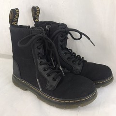 Dr. Martens Air Wair COMBS J Lace Up Side Zip Boots Black Canvas Size YOUTH 2.5
