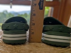 Khaki Slip-On Clogs Solid Round Toe Strap Accent Size 7 Unisex Dinosaur Charm