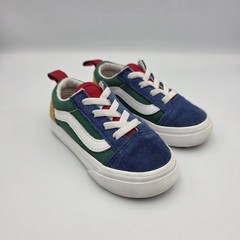 Vans Old Skool Low ‘Yacht Club’ Blue Green Yellow Elastic Laces Toddler Size 7