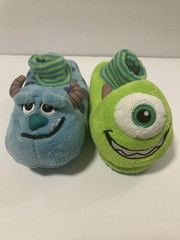 Disney Pixar Monster Inc. Pull On Slippers Kids Size 9-10 Blue/Green