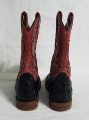 Anderson Bean Square Toe Cowboy Boots Youth Kids Size 9 Red/Black 420 1071
