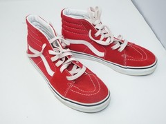 Vans High Top Skate Shoes Red White Unisex Youth Size 2.5
