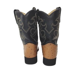 Cody James Leather Western Cowboy Boots Boys 13.5 D Ostrich Prnt Crepe Sole