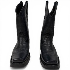 Soto Square Toe Black Leather Western Dance Boots Big Kid size 4