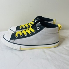 Converse All Star Junior Size 6 Mid Top Shoes Gray, Black, Yellow EUC