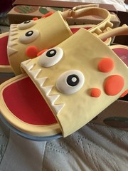 Mini Melissa Yellow Red Blue Dino Slide Sandals unisex US 12