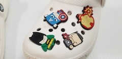 CROCS Kids Classic Faux Fur Lined Clog 203506 Juniors Size 2 White Gray W Charms