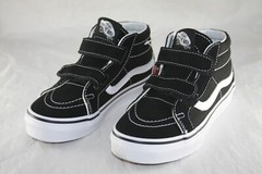 VANS SK8-MID REISSUE V BLACK TRUE WHITE SKATE BOARDING SHOE LITTLE KIDS SIZE 2.5