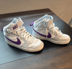 Nike Court Borough Mid 2 GS White/Purple Mid Top Sneaker US 3.5Y CD7782-009