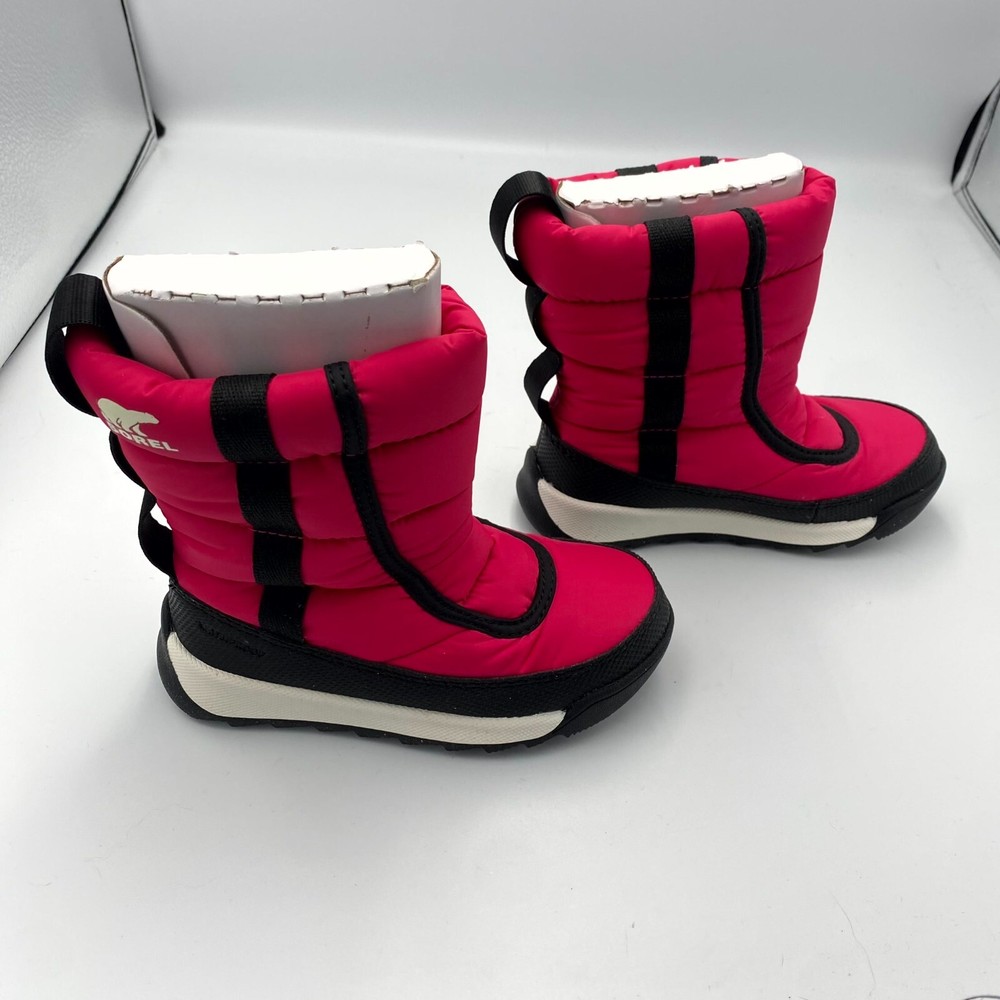 Sorel Whitney II Puffy Mid NC3873-612 Youth 9 Boot Pink Black Faux Fur Snow Boot