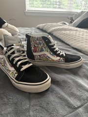 VANS Black Multicolor Graphic High Top Lace Up Zip Sneakers Sk8-Hi
