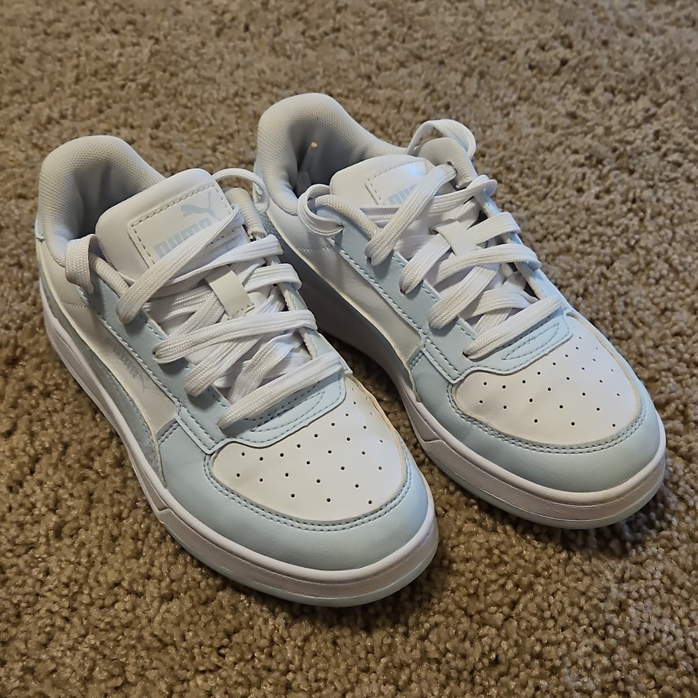 PUMA Unisex Kids White Light Blue Athletic Sneakers 393838-42 US Size 2C