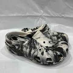Crocs Classic 207002-103 Clogs Kids 4 White Black Marbled Slip On Shoes EBS2732