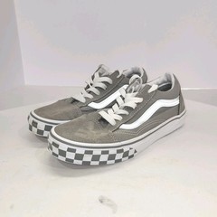 Vans Off The Wall Sneakers Juniors Sz 5 Gray with White Mid Sole & Silver Stripe