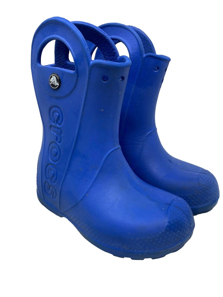 Crocs Blue Handle It Rain Boots Unisex Kids Big Kid-Size 11 Waterproof Pull On