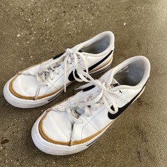 Nike Shoes Size 4 Youth 5.5W White Black Low Top Leather Casual Athletic Sneaker