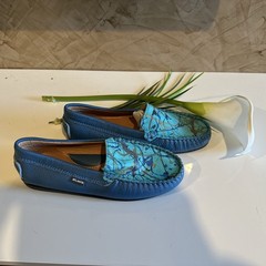 Atlanta Moccasins Unisex Leather Shoes dark blue Made in Portugal Size 34.
