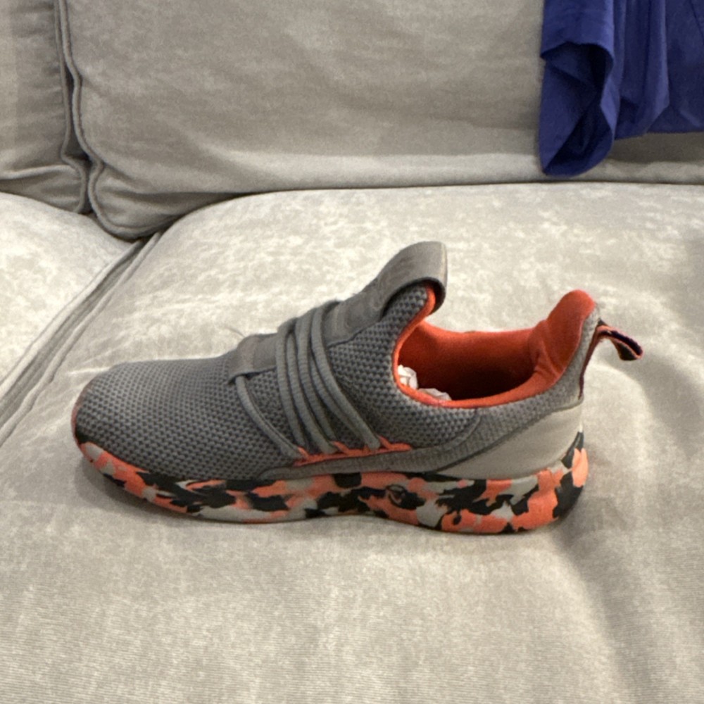 Gray Orange Camouflage Mesh Sneaker Unisex Kids Athletic Slip-On Low Top
